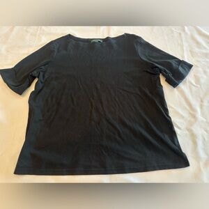 Lauren Ralph Lauren Black Rolled Sleeve Shirt Size 2XL